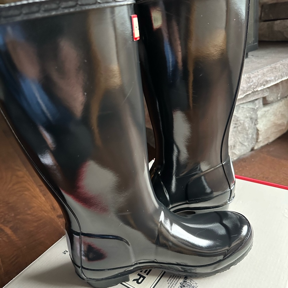 Hunter Original Gloss Tall Black Rain Boots Big Kids UK 1 US 2B/3G EU 33 - Picture 7 of 10